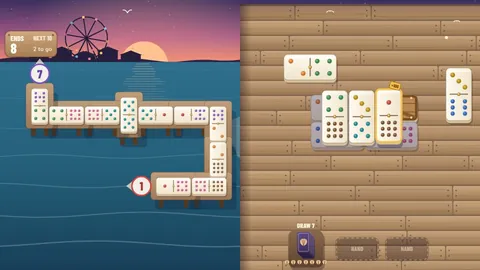 Domino Boardwalk gameplay: domino solitaire game you can play free in your browser