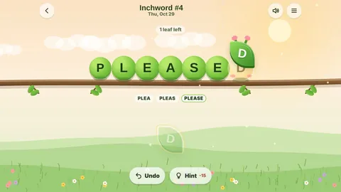 Inchword gameplay: grow a word game you can play free in your browser