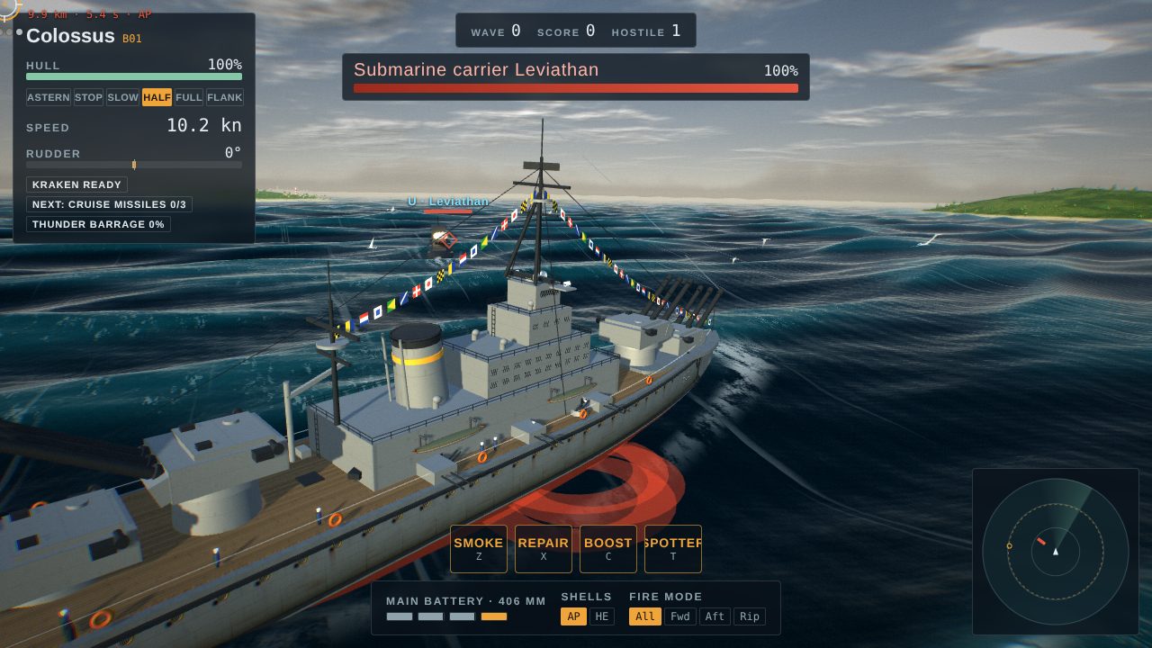 A fleet battle at sea in Iron Tide