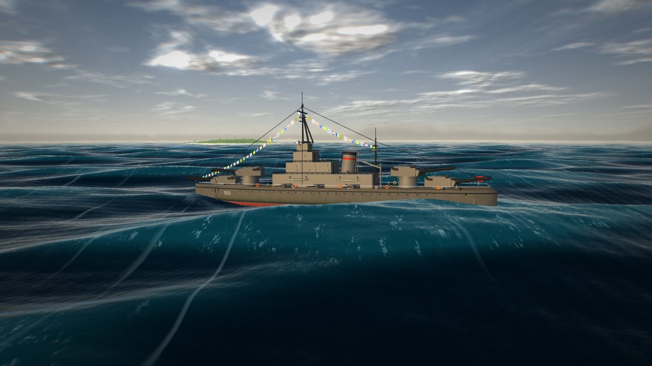 A battleship at sea in Iron Tide